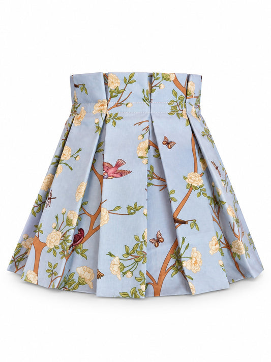 Pale Blue Chinoiserie Box Pleat Lampshade Cover (Frame included)