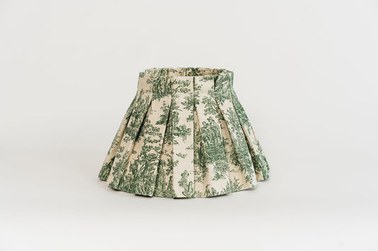 Green Toile Box Pleat Lampshade Cover (Frame included)