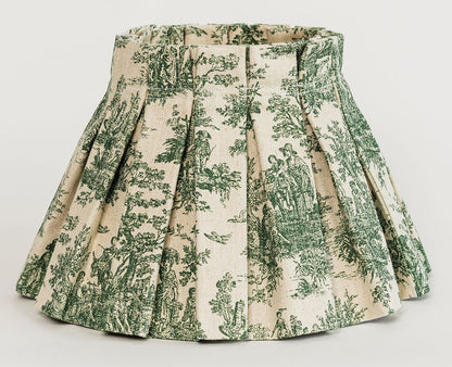 Green Toile Box Pleat Lampshade Cover (Frame included)