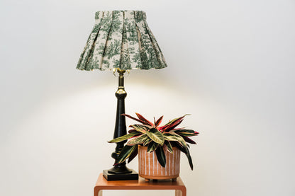 Green Toile Box Pleat Lampshade Cover (Frame included)