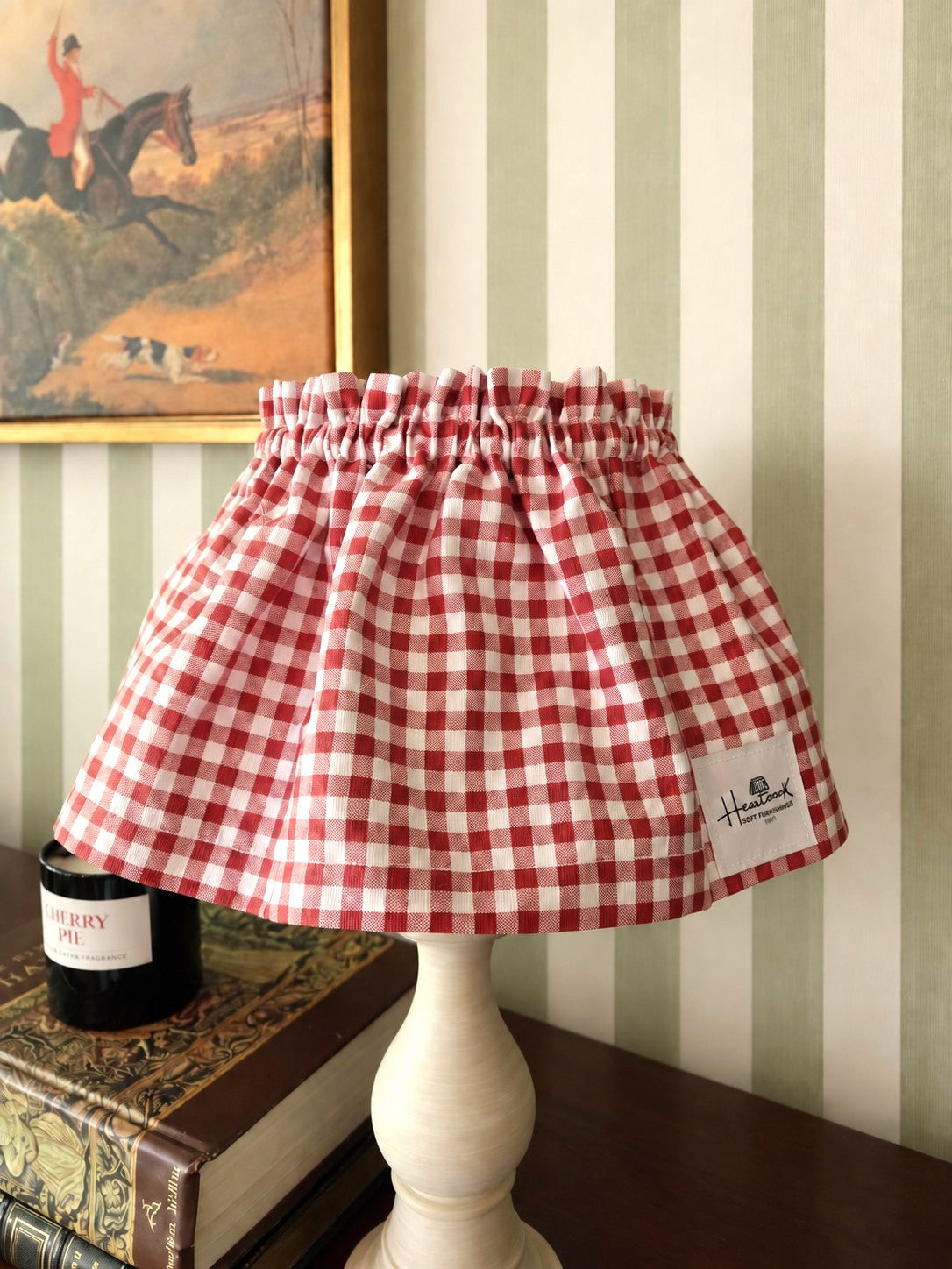 Red Gingham Scrunchie Lampshade Slipcover (Frame included)
