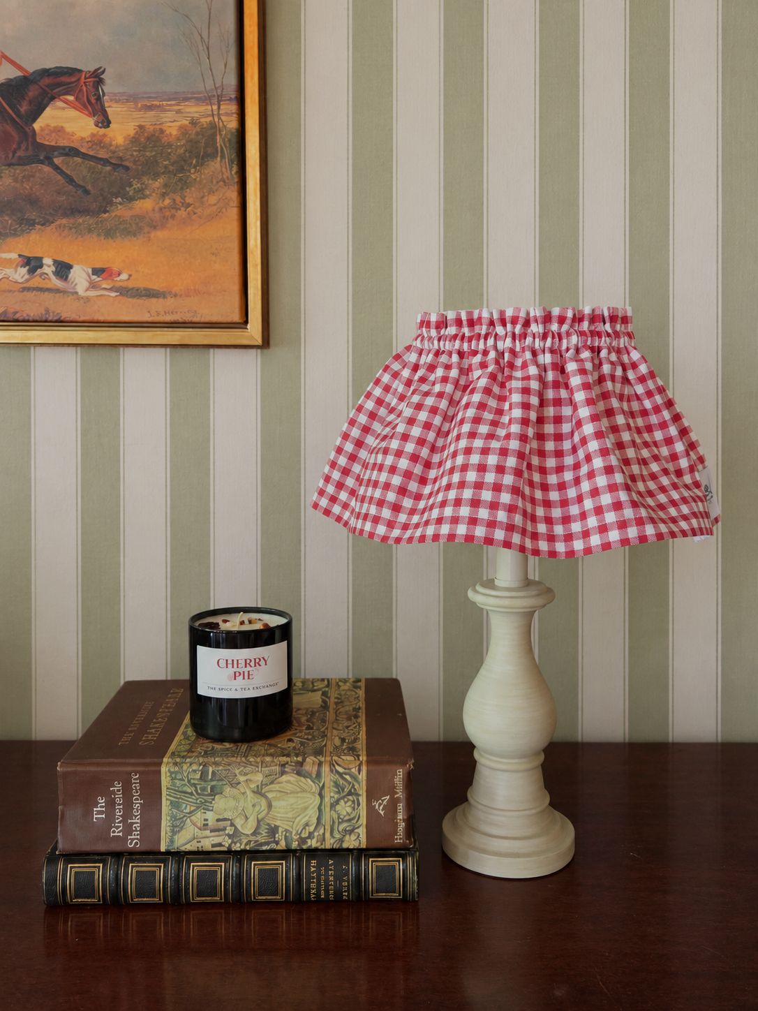 Red Gingham Scrunchie Lampshade Slipcover (Frame included)