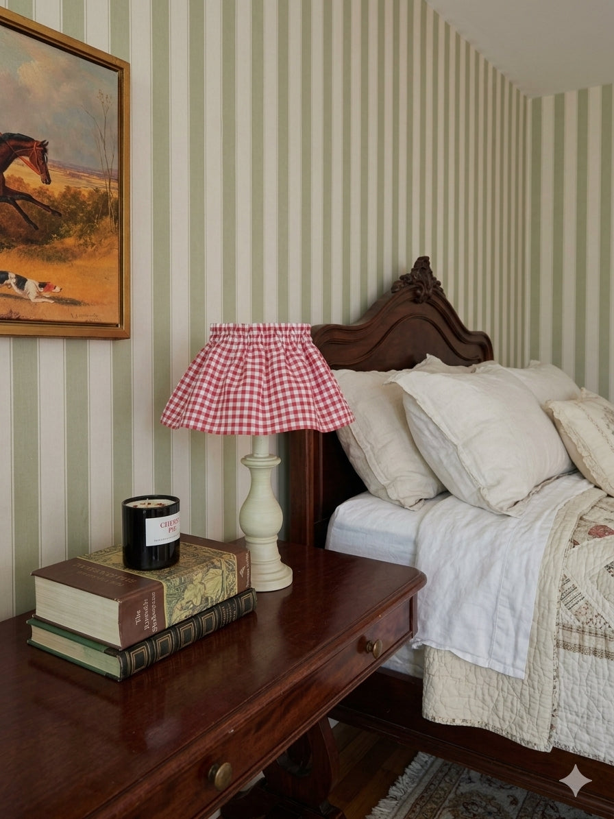 Red Gingham Scrunchie Lampshade Slipcover (Frame included)