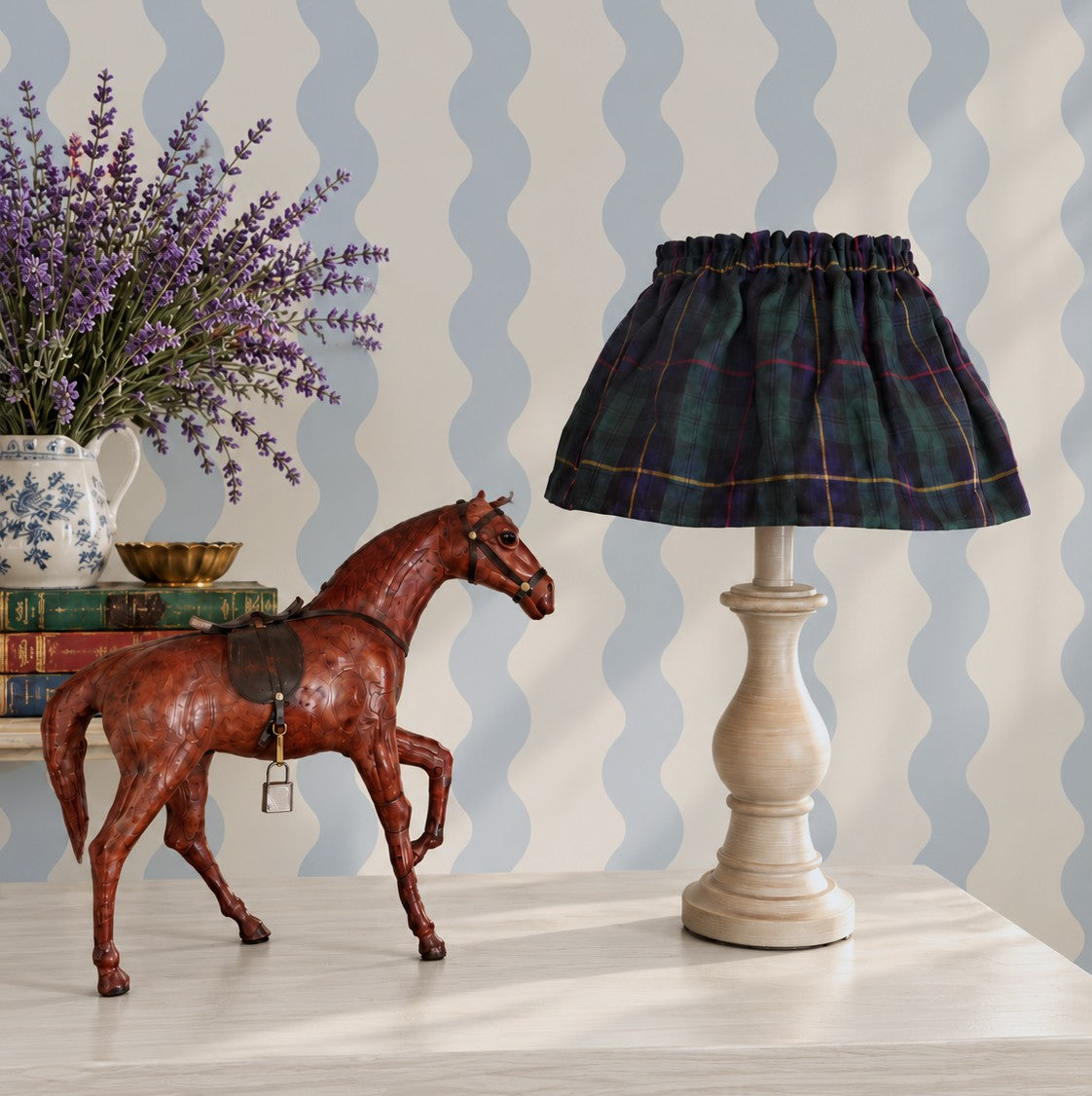 Dark Tartan Plaid Scrunchie Lampshade Cover (Frame included)