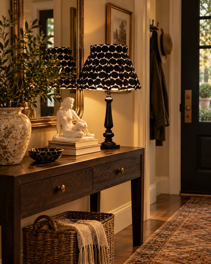 Monochrome Polka Dots Box Pleat Lampshade Cover (Frame included)