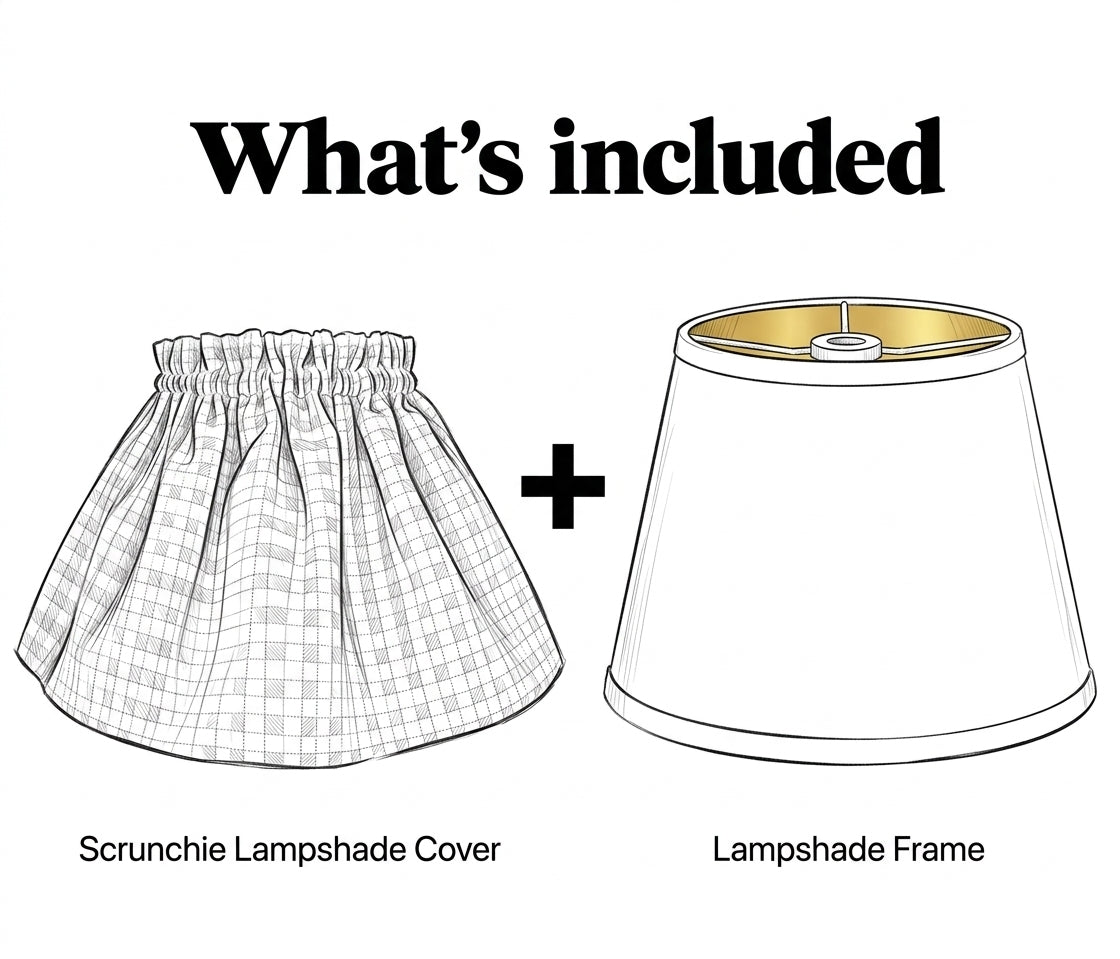 Red Gingham Scrunchie Lampshade Slipcover (Frame included)