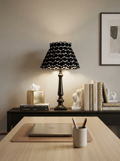 Monochrome Polka Dots Box Pleat Lampshade Cover (Frame included)